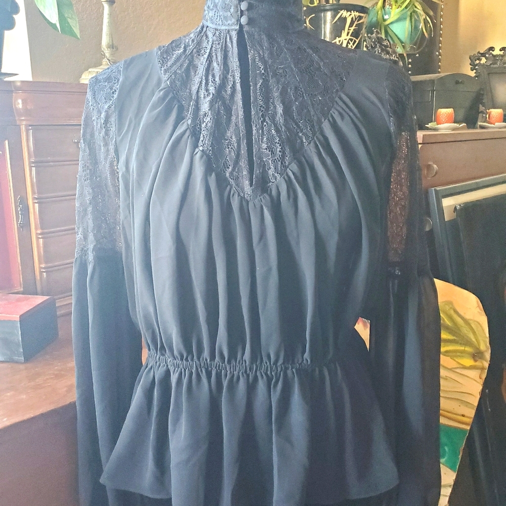 Gothic high collar blouse